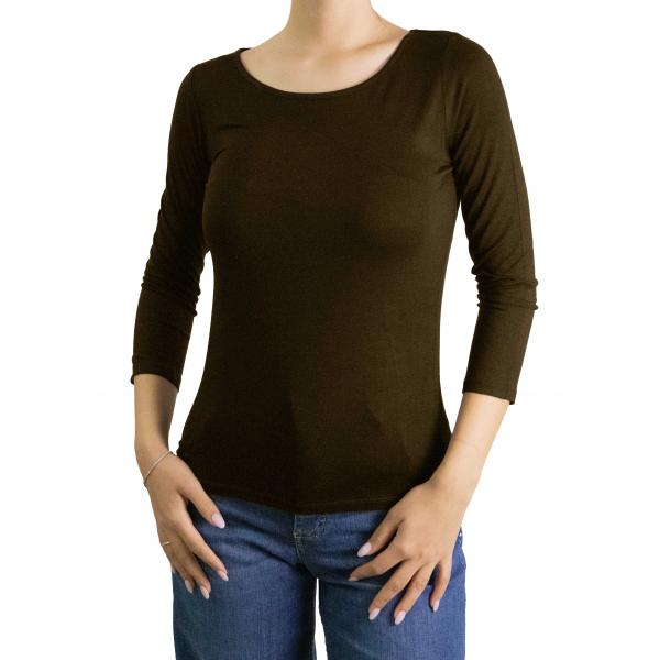 Maglia girocollo tinta unita manica 3/4